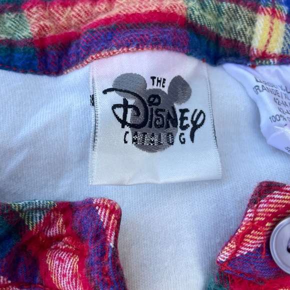 Vintage The Disney Catalog womens pajama set shorts long sleeve L/XL Plaid - Picture 4 of 5